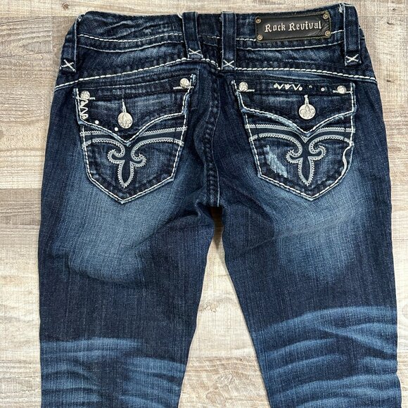 Rock Revival Stephanie Easy Crop - Sz 27 - Buckle - Bling Pockets - Picture 2 of 11